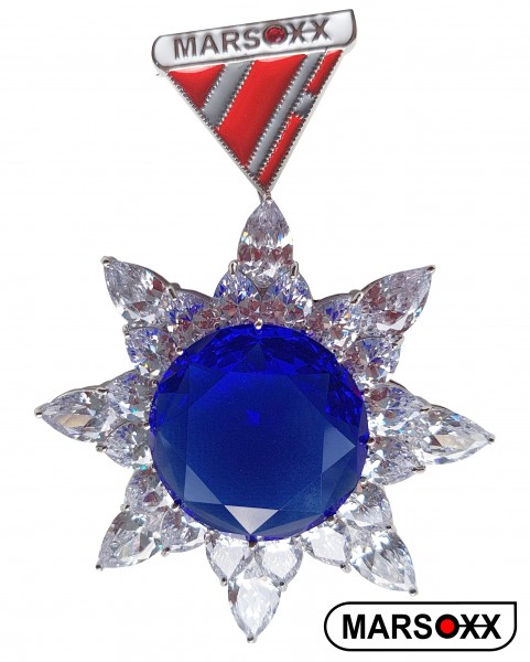 MARSOXX HonorSapphire-Big Jewelry medal of honor Brooch Cubic Zirconia Suit Cubic Zirconia Large Blue Sapphire Brilliant Mens Jewelry Ornaments Mardi Gras Party Wedding Dragqueen