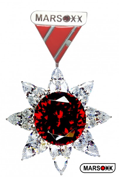 MARSOXX HonorRuby Jewelry Medal of Honor Brooch Cubic Zirconia Large Red Citrine Brilliant Mens men Ornaments Carnival Rhodium Plated Party Wedding Dragqueen